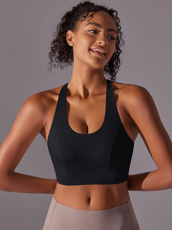 Flexvibe Seamless Bare Feel Sports Bra Racerback Fixed Pad Adjustable