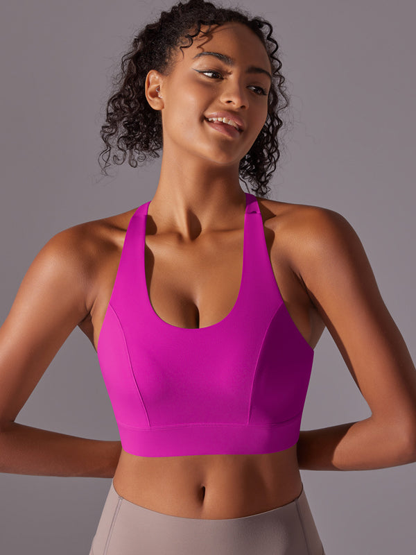 Flexvibe Seamless Bare Feel Sports Bra Racerback Fixed Pad Adjustable