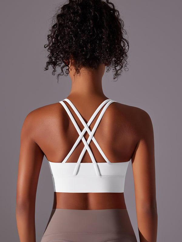 Flexvibe Double-Sided Brushed Sports Bra Cross Back Shockproof Fixed Pad