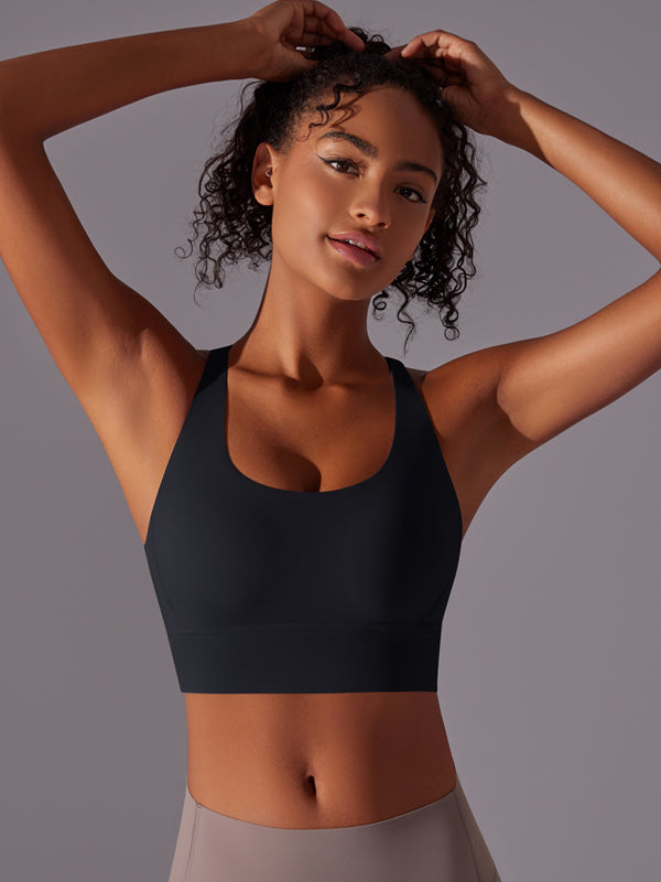 Flexvibe Double-Sided Brushed Sports Bra Cross Back Shockproof Fixed Pad