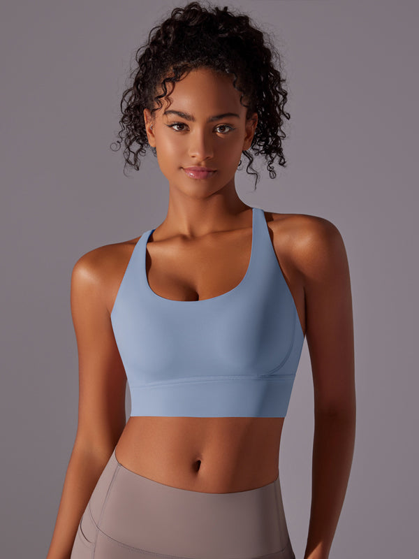 Flexvibe Double-Sided Brushed Sports Bra Cross Back Shockproof Fixed Pad