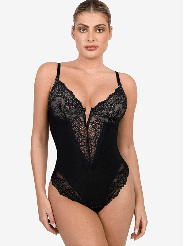 Flexvibe Lace Tummy Control Bodysuit - Breathable Butt Lift Elastic Shapewear for Women Daily/Party