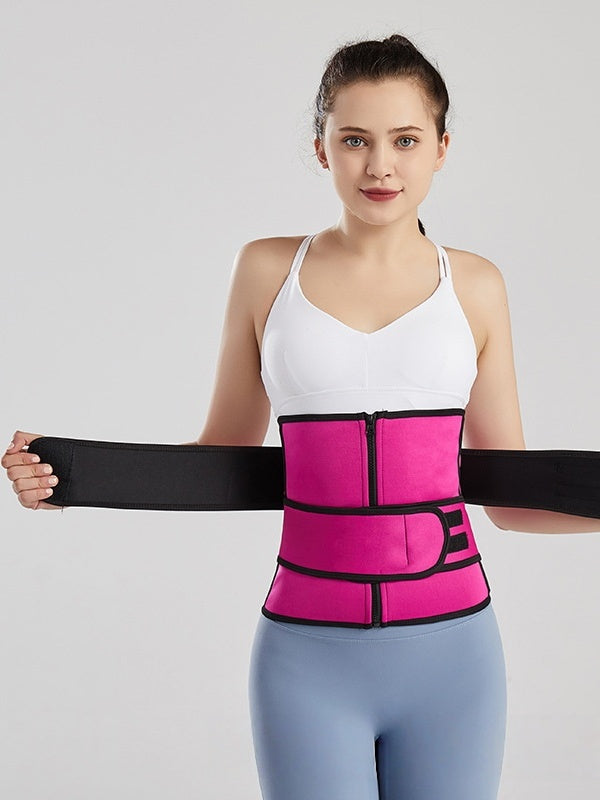 Flexvibe Waist Workout Sweat Belt - Steel Bone Zipper Adjustable Postpartum Fitness Shaper