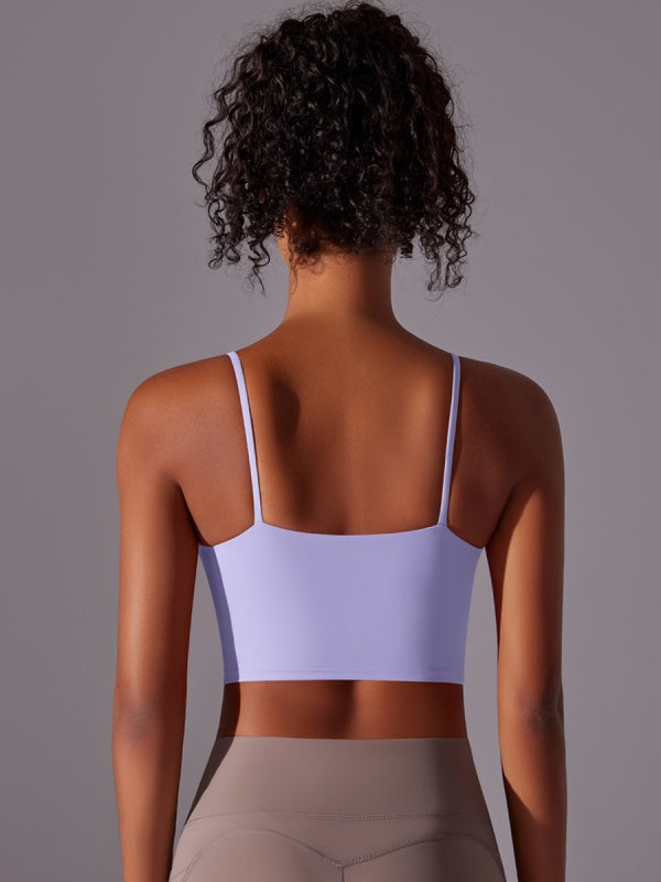 Flexvibe Double-Sided Nylon Sports Bra Semi-Fixed Cup High Elastic Tight Fit