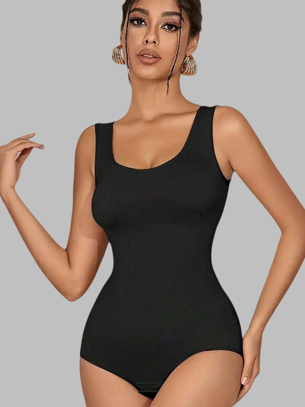 Flexvibe Snap Button Crotchless Bodysuit - Tummy Control Elastic Women’s Shapewear