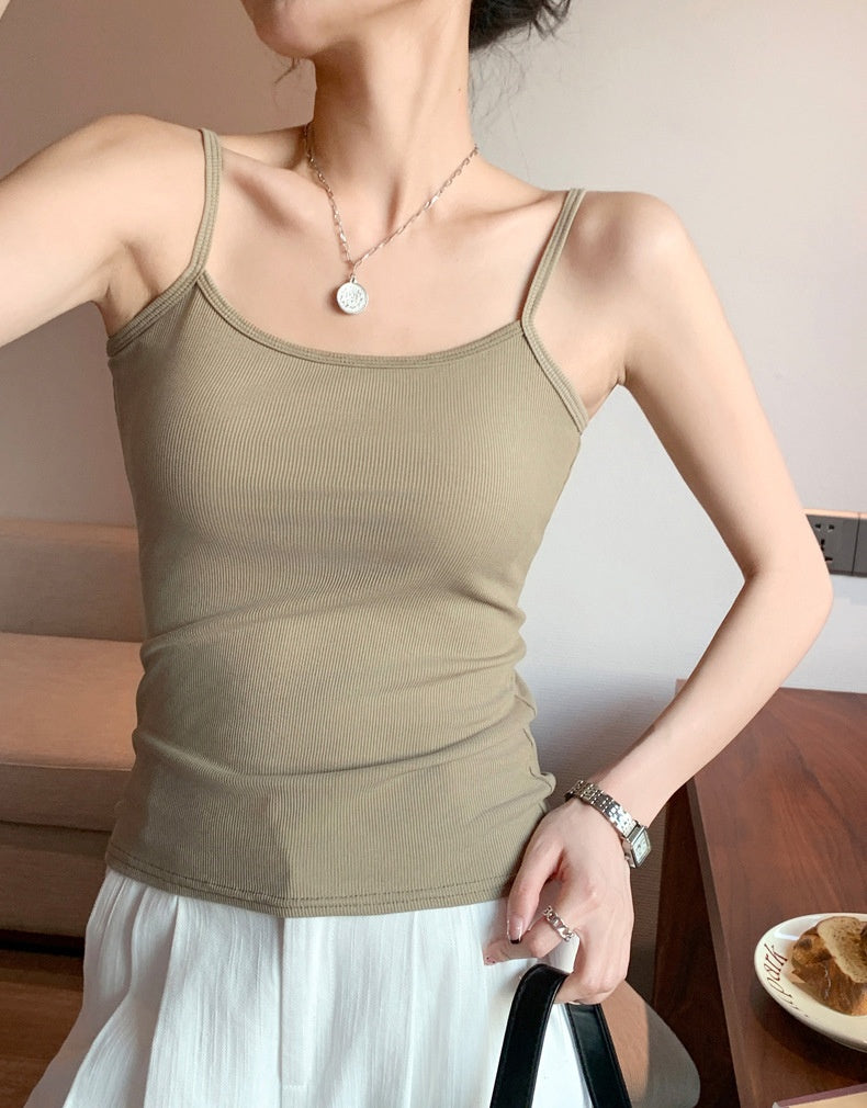 Slim-Fit Backless Camisole for Women - Thin Straps Crop Top, Seamless Bandeau Style for Layering & Outer Wear