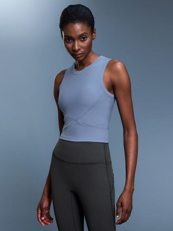Flexvibe Breathable High Stretch Workout Vest - Fixed Pad Shockproof Built-in Bra