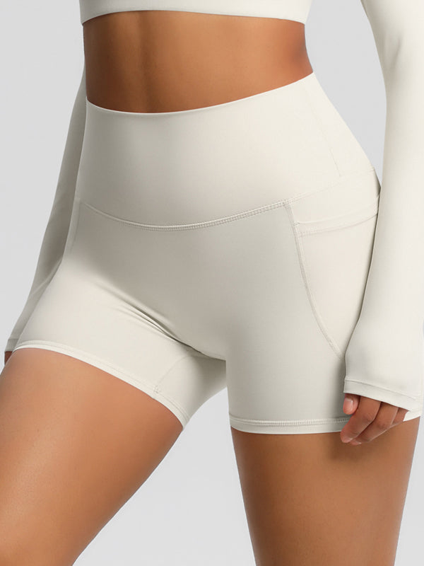 Flexvibe High-Waisted Brushed Yoga Shorts with Pockets - Tummy Control Butt Lifting Gym