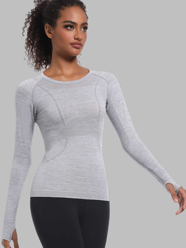 Flexvibe Seamless One-Piece Sports Top - Quick-Drying Slim-Fit Figure-Flattering Long Sleeve