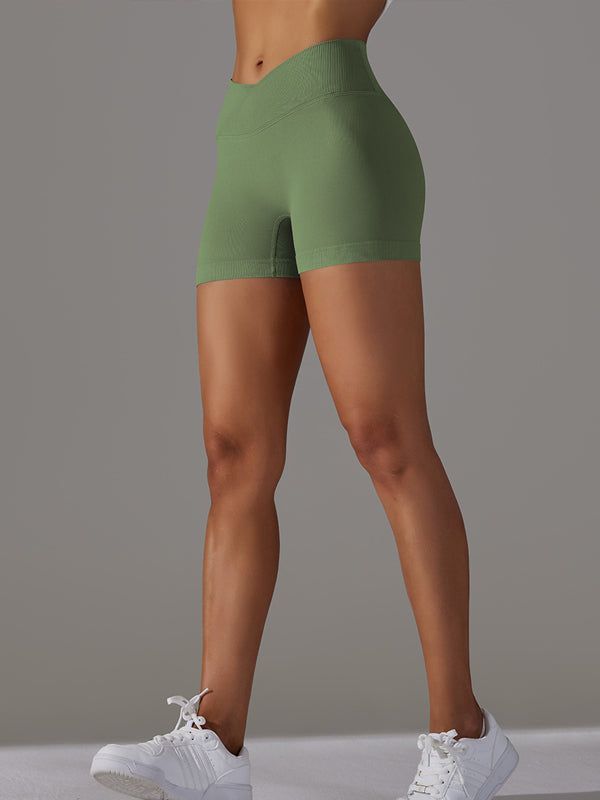 Flexvibe 3-Inch Knitted Yoga Shorts - Cross-Waist Butt Lifting Breathable Workout