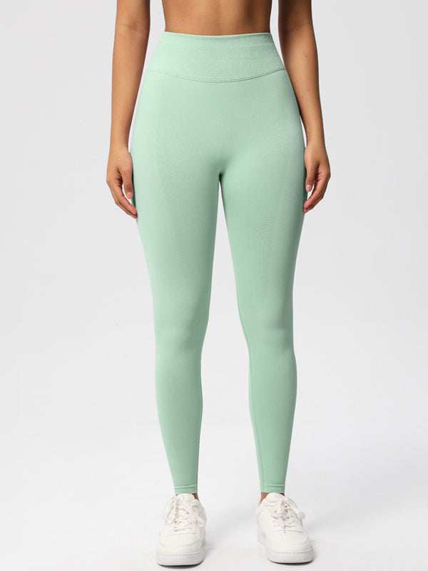 Flexvibe High Waisted Seamless Yoga Leggings - Solid Color Butt Lifting Tummy Control 4-Way Stretch