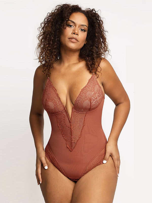 Flexvibe Lace Tummy Control Bodysuit - Breathable Butt Lift Elastic Shapewear for Women Daily/Party