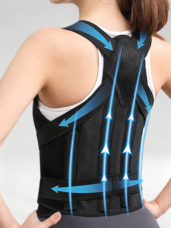 Flexvibe Adjustable Posture Corrector, Breathable Back Support for Spine & Shoulder Alignment