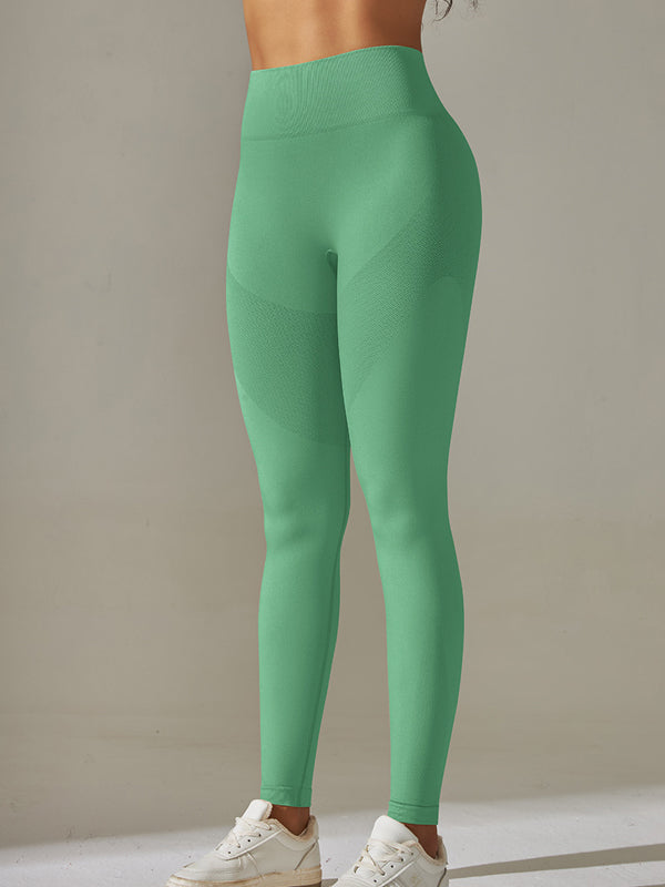 Flexvibe High Waisted Seamless Yoga Leggings - Jacquard Slim Fit Tummy Control Partial Mesh