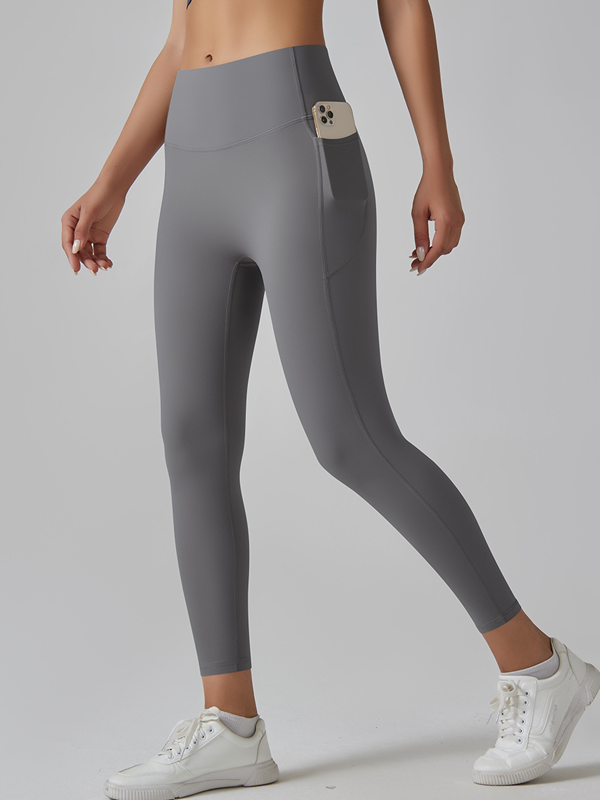 Flexvibe High Waisted Seamless Yoga Leggings - Barely There Side Pockets Butt Lifting Quick Dry