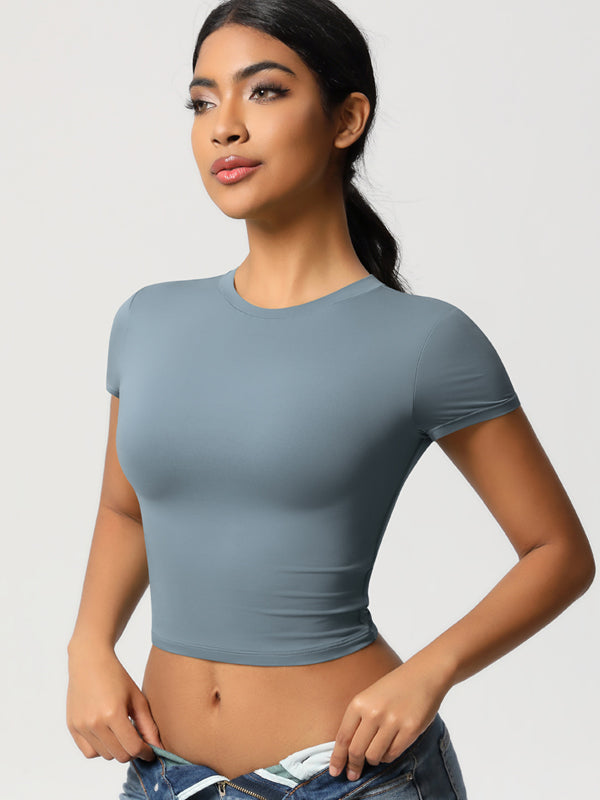Flexvibe Double-Sided Nylon Sports T-Shirt - Quick Dry Slim Fit Breathable Short Sleeve