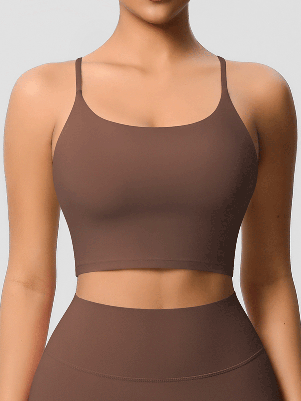 Flexvibe Double-Sided Fleece Thin-Strap Sports Bra - Abdominal Shaping Gym Yoga