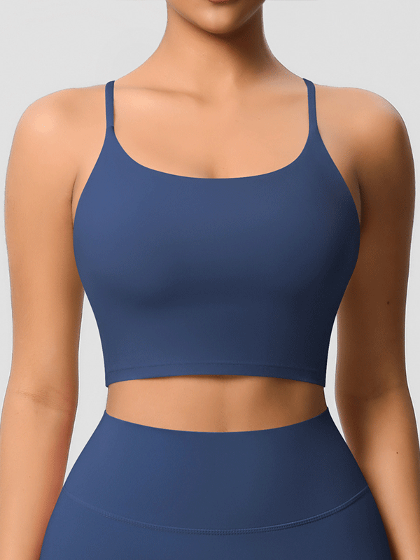 Flexvibe Double-Sided Fleece Thin-Strap Sports Bra - Abdominal Shaping Gym Yoga