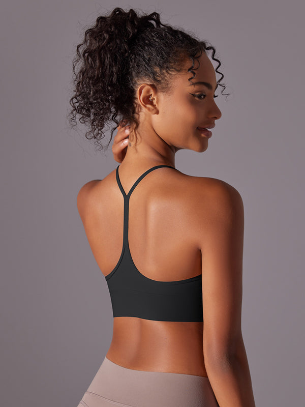 Flexvibe Double-Sided Brushed Yoga Bra Y-Back Fixed Cup Skin-Friendly