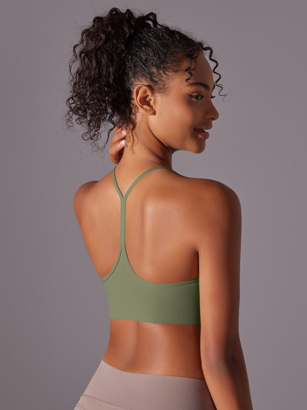 Flexvibe Double-Sided Brushed Yoga Bra Y-Back Fixed Cup Skin-Friendly