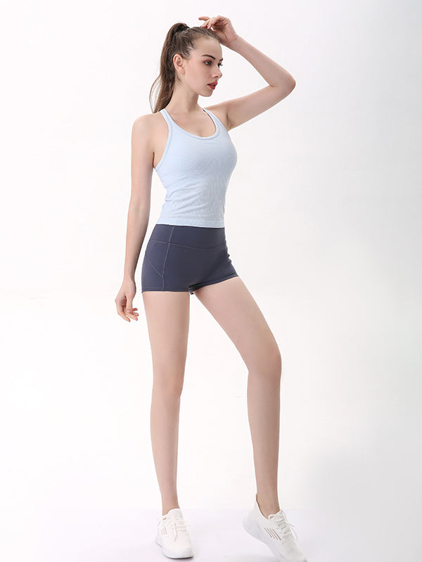 Flexvibe Ribbed Racerback Sports Tank - Built-in Cups Quick Dry Slim Fit