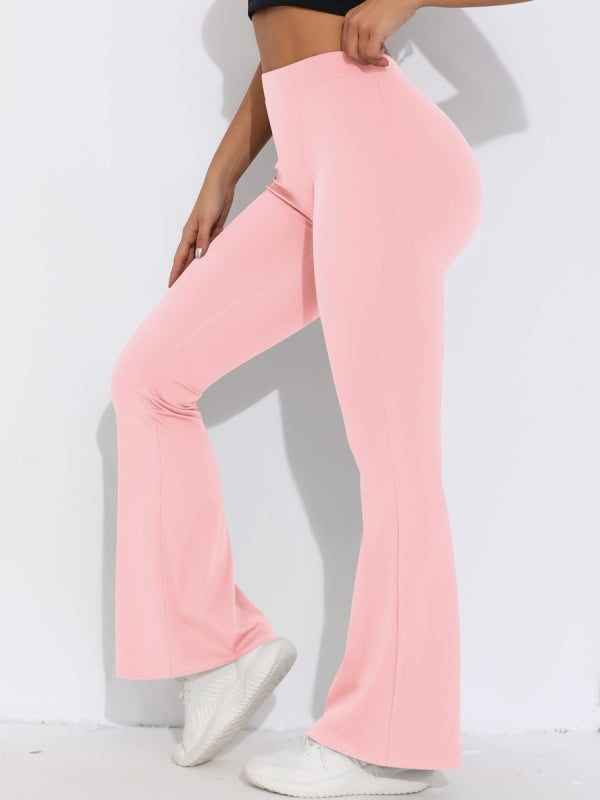 Flexvibe High Waisted V-Waist Butt Lifting Yoga Pants - Wide Leg Cropped 4-Way Stretch