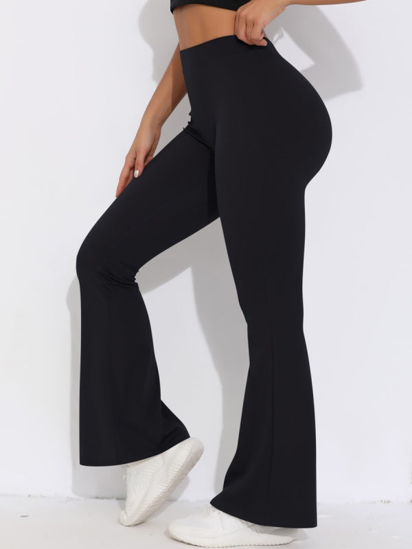 Flexvibe High Waisted V-Waist Butt Lifting Yoga Pants - Wide Leg Cropped 4-Way Stretch