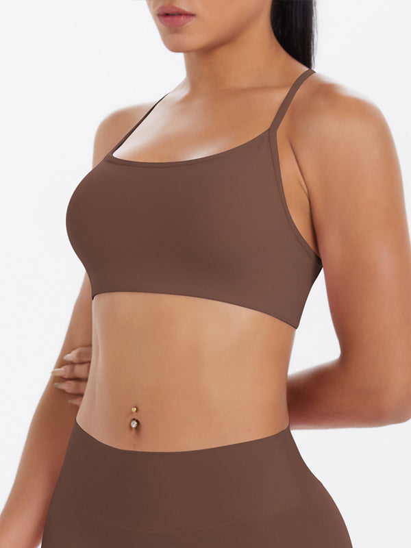 Flexvibe Crisscross Backless Yoga Bra Thin Strap High Elastic Sweat-Wicking