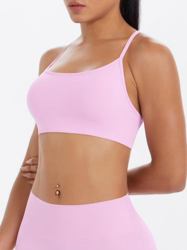 Flexvibe Crisscross Backless Yoga Bra Thin Strap High Elastic Sweat-Wicking