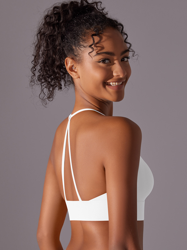 Flexvibe Double-Sided Nylon Sports Bra Cross Back Fixed Cup High Elastic
