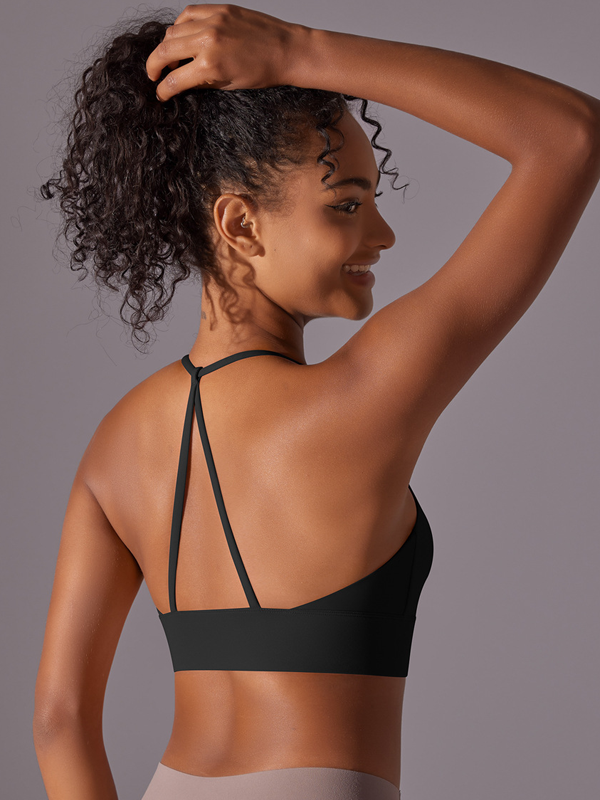 Flexvibe Double-Sided Nylon Sports Bra Cross Back Fixed Cup High Elastic