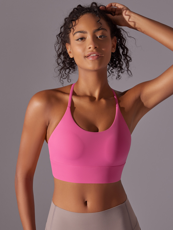 Flexvibe Double-Sided Nylon Sports Bra Cross Back Fixed Cup High Elastic