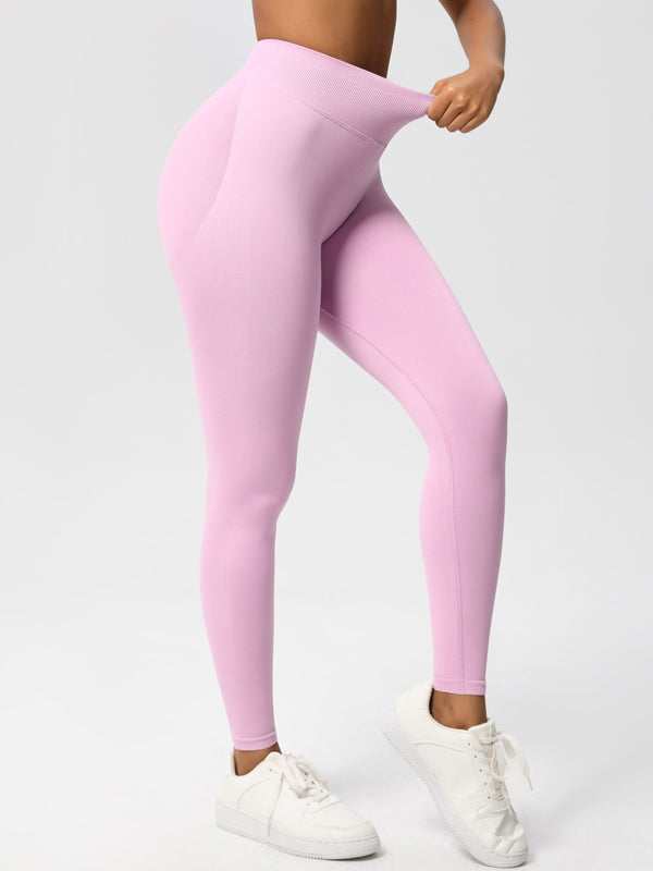 Flexvibe High Waisted Seamless Yoga Leggings - Solid Color Butt Lifting Tummy Control 4-Way Stretch