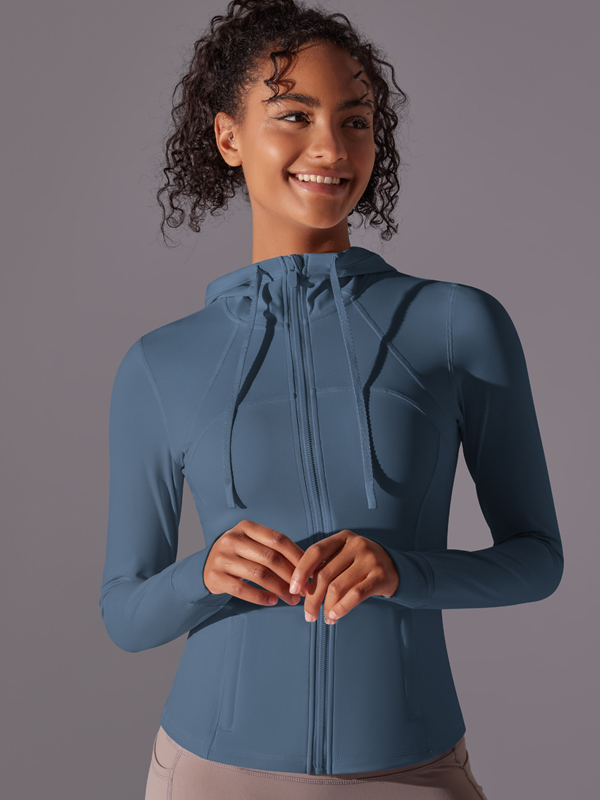 Flexvibe Zipper Pocket Hooded Sports Jacket - Breathable Slim-Fit Versatile Athletic Outerwear