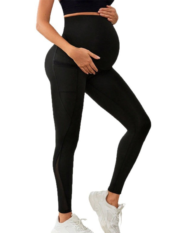 Flexvibe High-Waisted Maternity Yoga Pants - Side Pockets Elastic Tummy Control Fall Winter Leggings