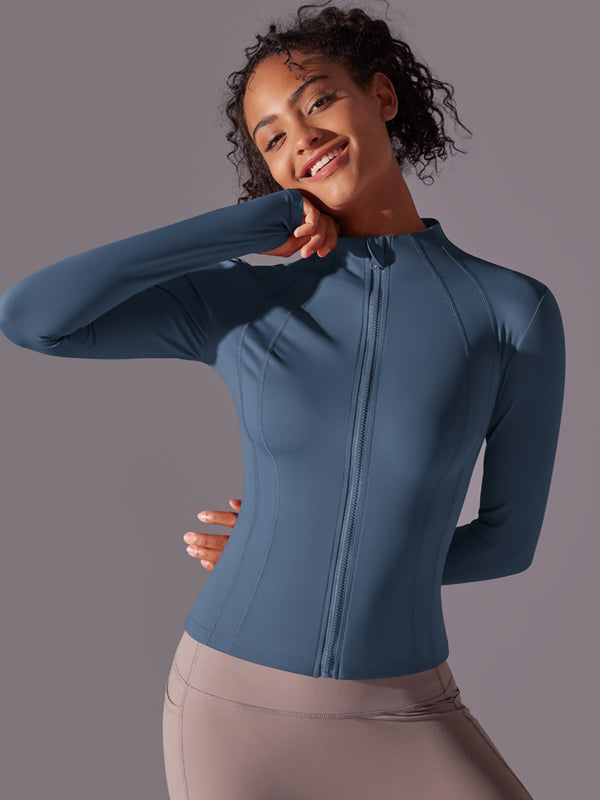 Flexvibe Stand-Up Collar Zipper Jacket - Long Sleeve Breathable Slim-Fit Versatile Outerwear