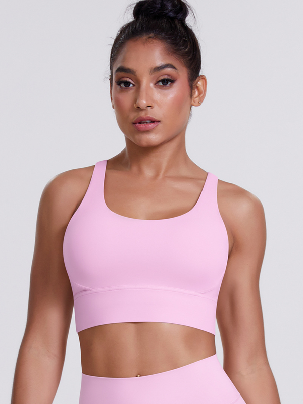 Flexvibe Brushed Cross Back Sports Bra High Support Breathable Removable Pads