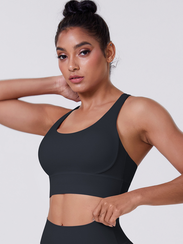 Flexvibe Brushed Cross Back Sports Bra High Support Breathable Removable Pads