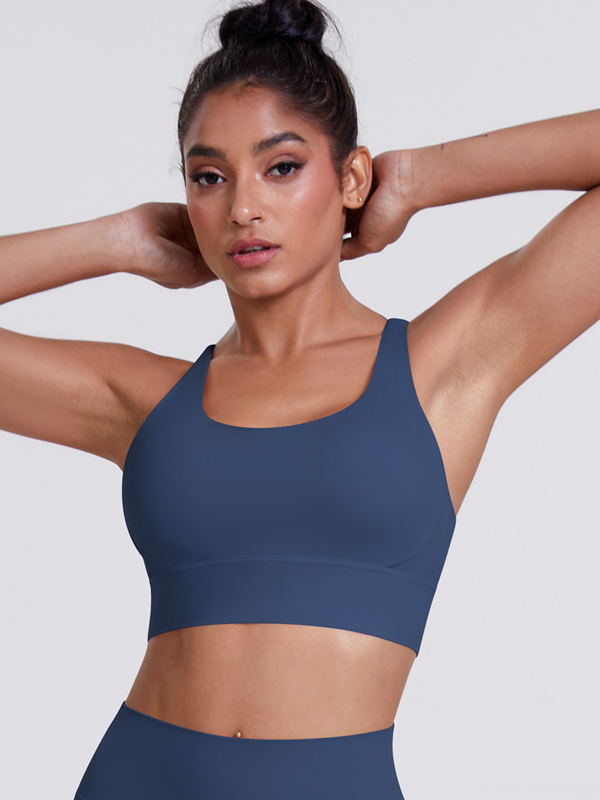 Flexvibe Brushed Cross Back Sports Bra High Support Breathable Removable Pads