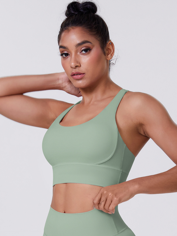 Flexvibe Brushed Cross Back Sports Bra High Support Breathable Removable Pads