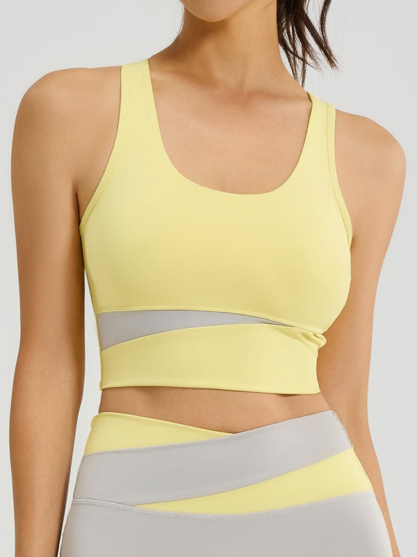 Flexvibe Color-Block Sports Bra - Wireless Supportive Breathable Non-Slip Yoga Gym Top