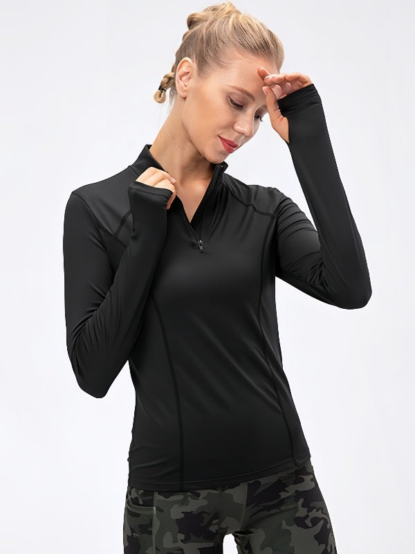 Flexvibe Quick Dry Lightweight Running Top - Slim Fit Figure Flattering Long Sleeve
