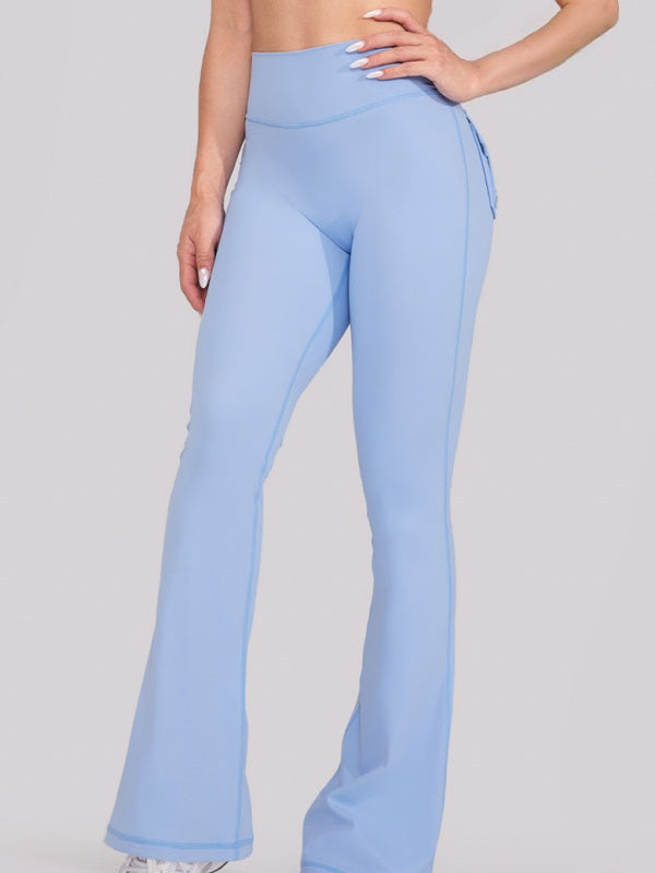 High-Waisted Cargo Flare Yoga Pants - Sculpting Tummy Control Fitness Leggings