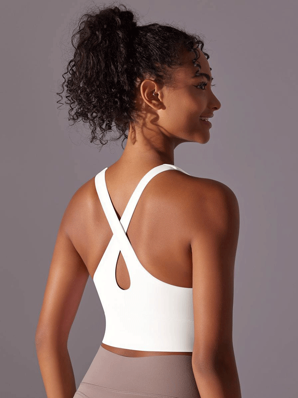 Flexvibe High Elastic Bare Feel Yoga Bra Seamless Crisscross Back Breathable