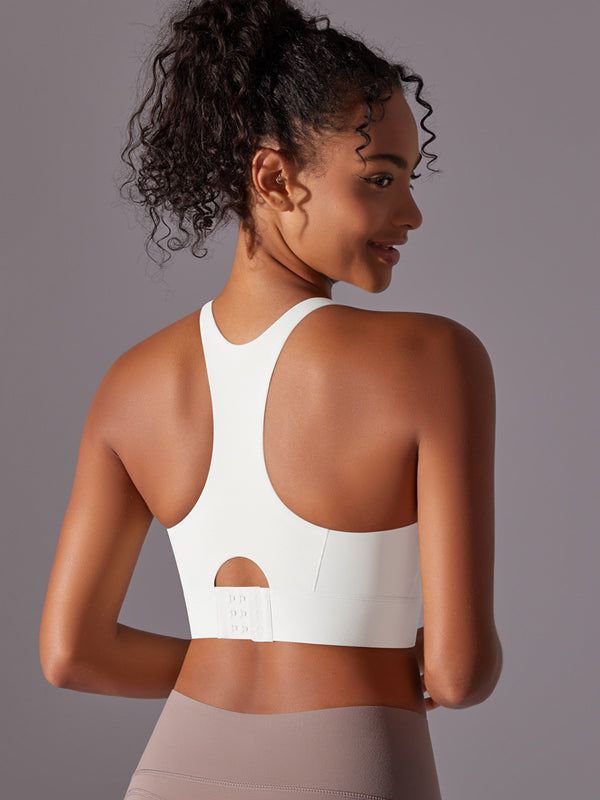 Flexvibe Seamless Bare Feel Sports Bra Racerback Fixed Pad Adjustable