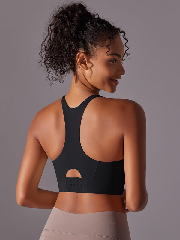 Flexvibe Seamless Bare Feel Sports Bra Racerback Fixed Pad Adjustable