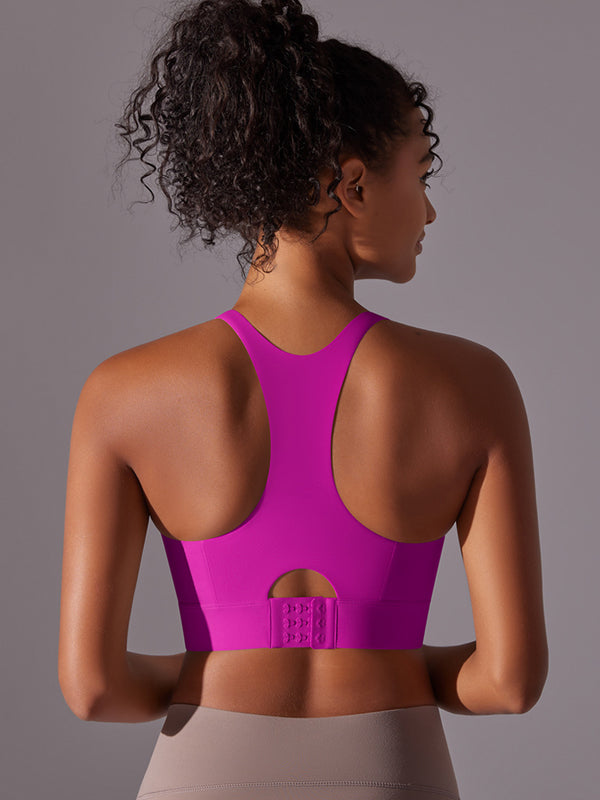 Flexvibe Seamless Bare Feel Sports Bra Racerback Fixed Pad Adjustable