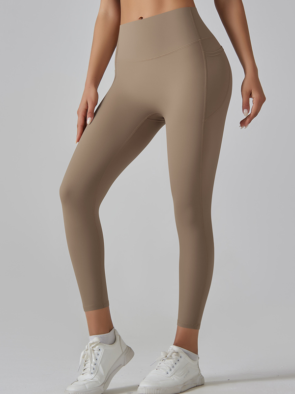 Flexvibe High Waisted Seamless Yoga Leggings - Barely There Side Pockets Butt Lifting Quick Dry