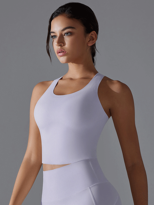 Flexvibe Color Block Seamless Sports Bra Mid-Length Shockproof Open Back