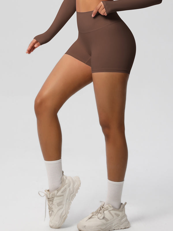 Flexvibe Fleece-Lined High-Waisted Yoga Shorts - Warm Tummy Control Gym Winter Wear